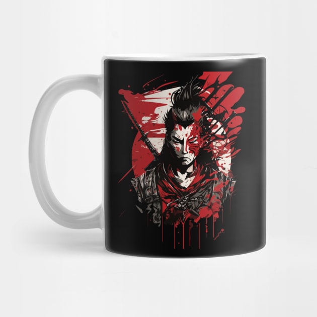 Samurai Warrior - Intense Blood Splatter Art by Otaku Vibes